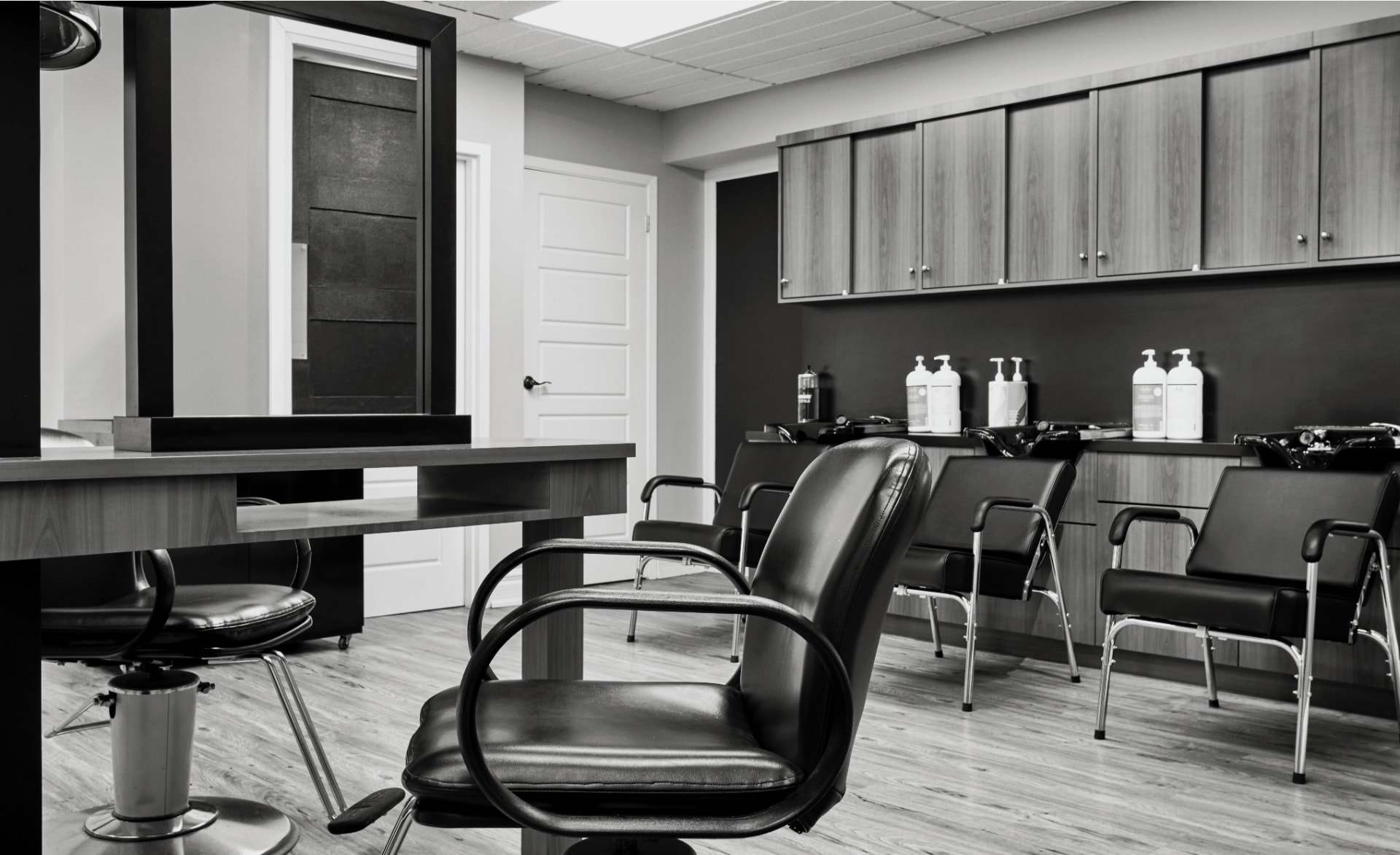 Styling stations at the salon